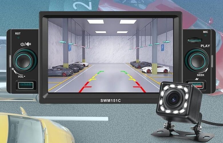 Automašīnas radio LCD + kamera, CarPlay SWM151C - (Android -Auto 5 collu, MP5 atskaņotājs, Bluetooth brīvroku A2DP USB FM uztvērējs, Audio sistēmas bloks)