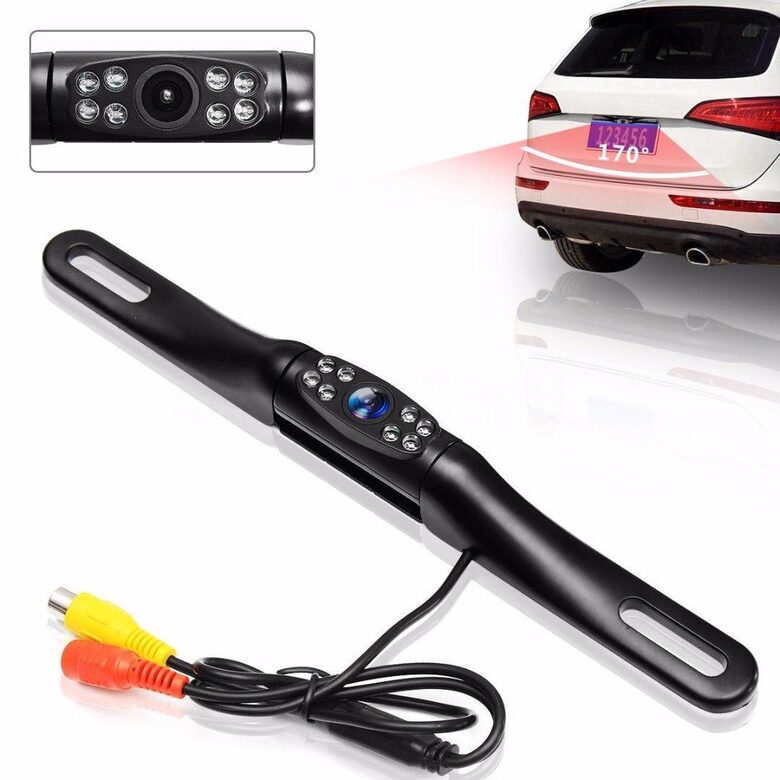 Automašīnas atpakaļskata kamera ar 8 nakts redzamības diodēm, 170° redzamības lenķis, regulējama un ūdensizturīga