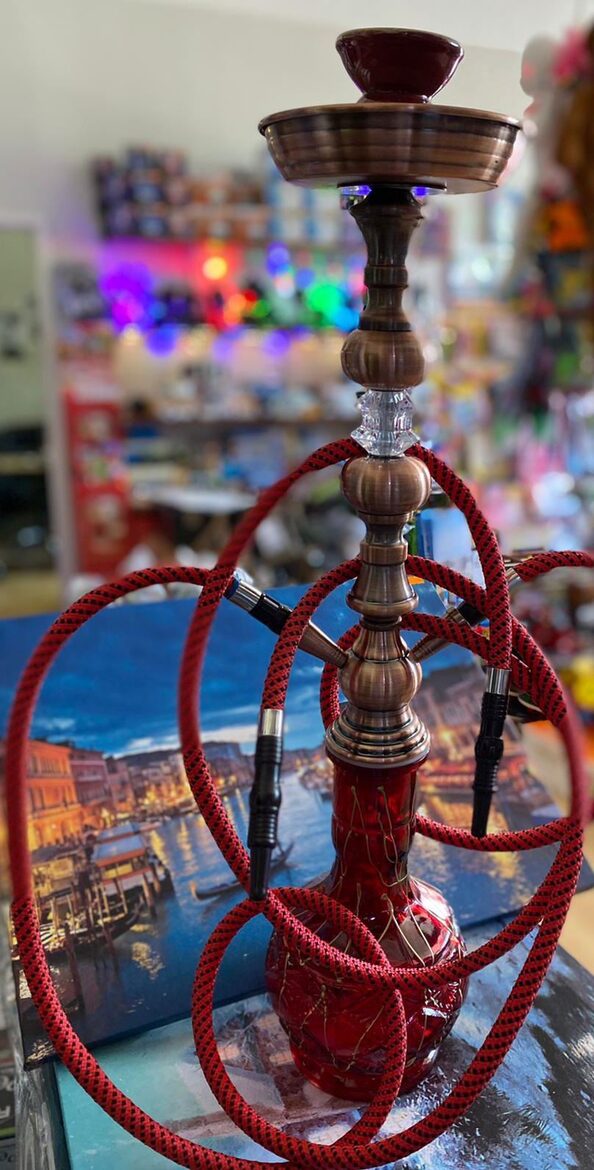 Ūdenspīpe ar 2 caurulēm un stikla korpusu, 65cm