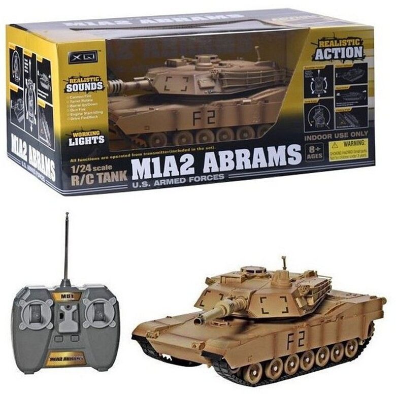 Rc Tanks M1A2 ABRAMS 1/24 Scale, 40 x 15 x 12cm, jaudīga radiovadāmā rotaļlieta