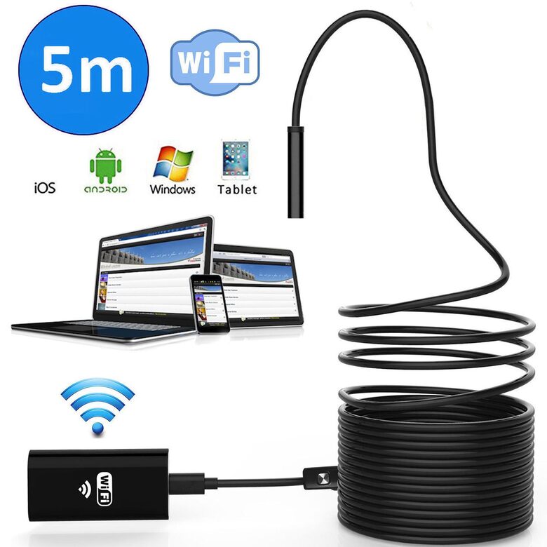 Bezvadu kamera - endoskops 5m, ar WiFi, ūdensizturīgs