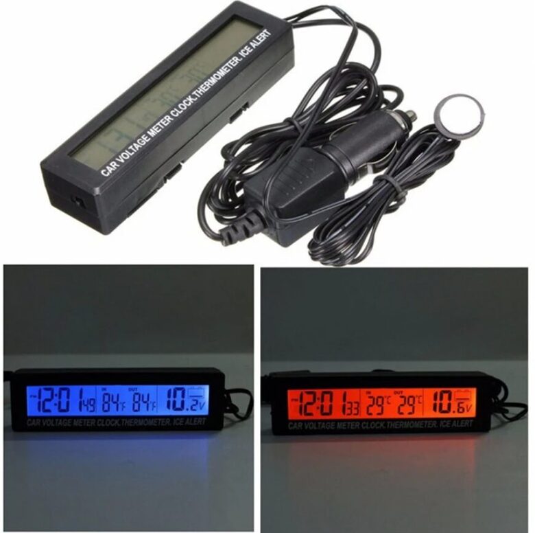 Automašīnas pulkstenis, termometrs, voltmetrs (12/24v)