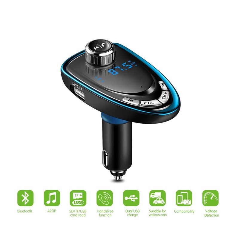 Auto bluetooth MP3 atskaņotājs, transmiteris, FM raidītājs, USB lādētājs, modulators, brīvroku sistēma