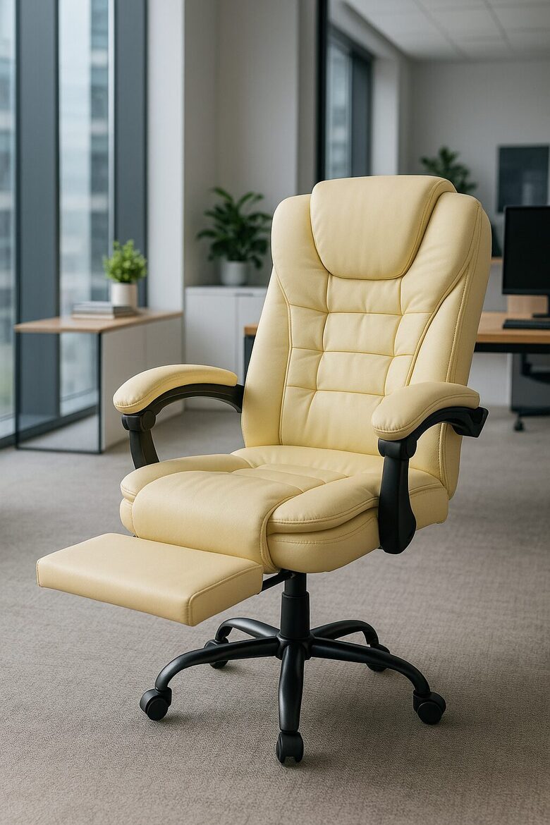 Ofisa Datorkrēsls ar kāju balstu, krēmkrāsā