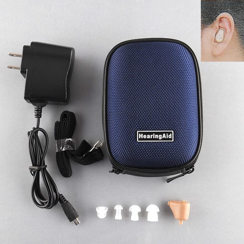 Skaņas pastiprinātājs iekšauss dzirdes aparāts - lādējams, ar maināmiem uzgaļiem
