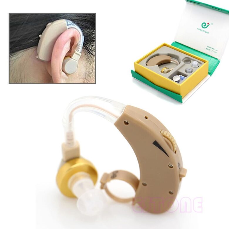 Skaņas pastiprinātājs, dzirdes aparāts aizauss ar maināmiem uzgaļiem