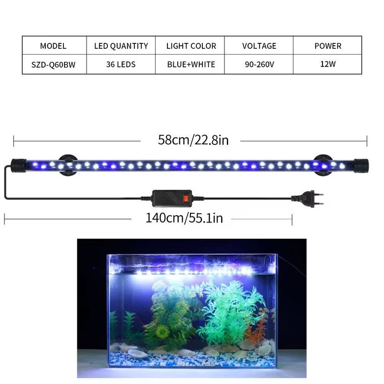 Akvārija Apgaismojums 58cm 12w