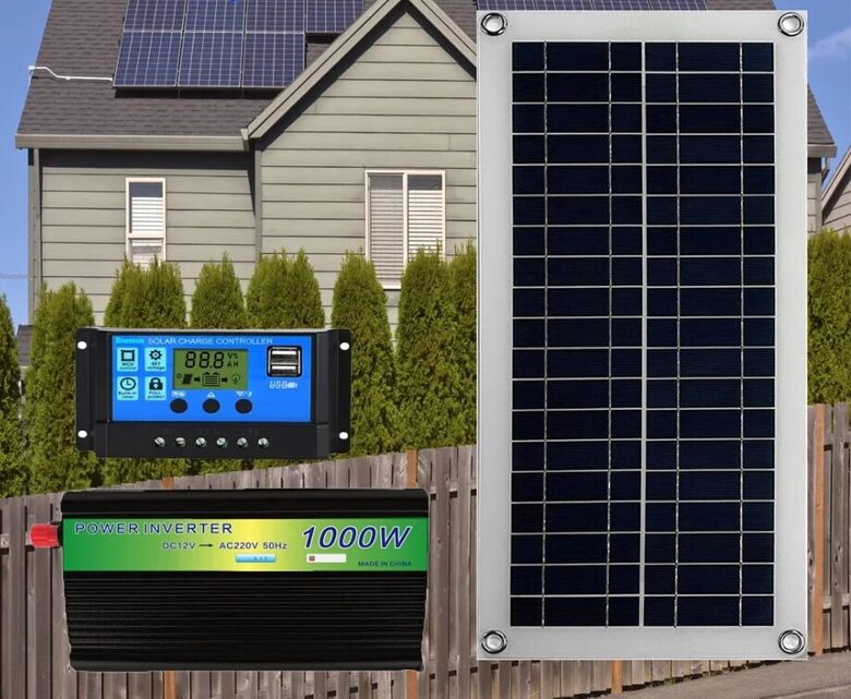 Saules panelis 30w, kontrolieris 30A, inverters 1000w, pilns komplekts