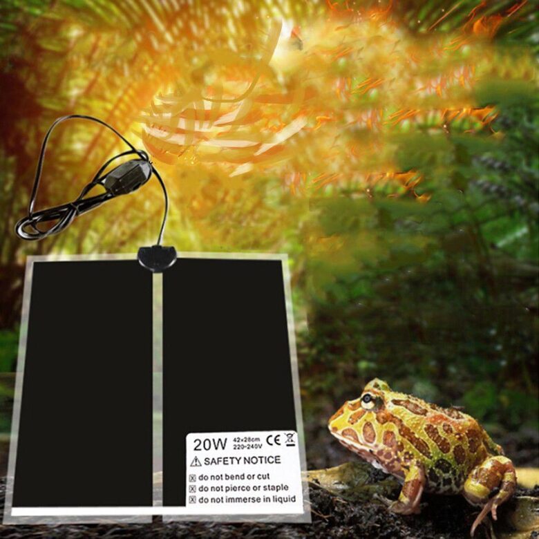 Terārija, Reptiļu, dzīvnieku guļvietas sildītājs, 20W, 220V, 28 x 42 cm, ar regulējamu temperatūru