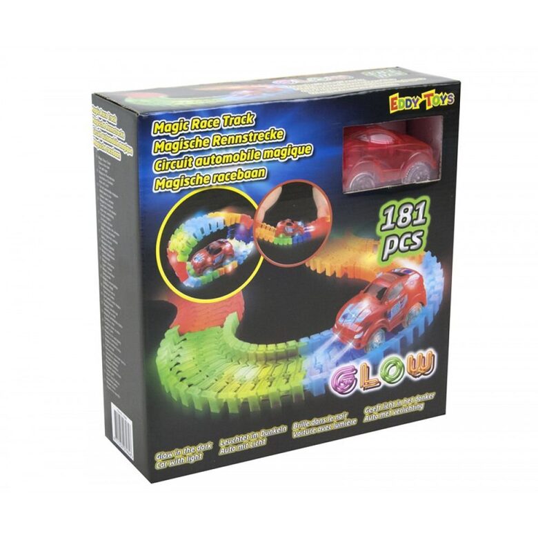Maģiskā, tumsā spīdošā trase ar mašīnīti, 181 gab