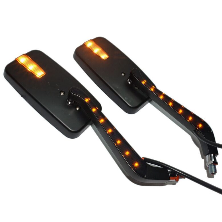 Motocikla spoguļi ar LED pagriezieniem, universāli moto atpakaļskata spoguļi, komplekts 2 gab