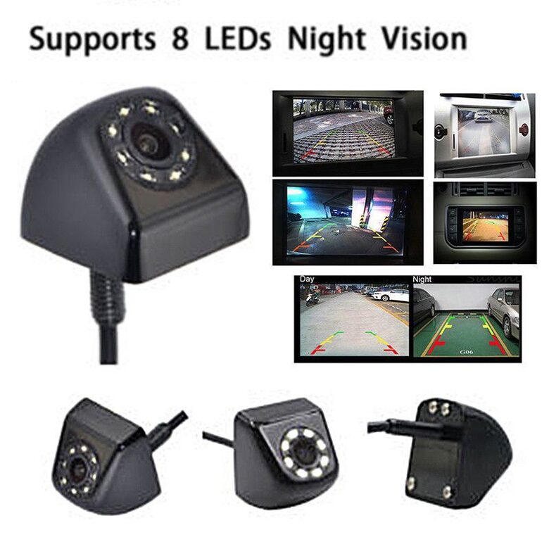 Automašīnas atpakaļskata kamera -170 grādi redzes leņķis, nakts redzamība ar 8 LED diodēm