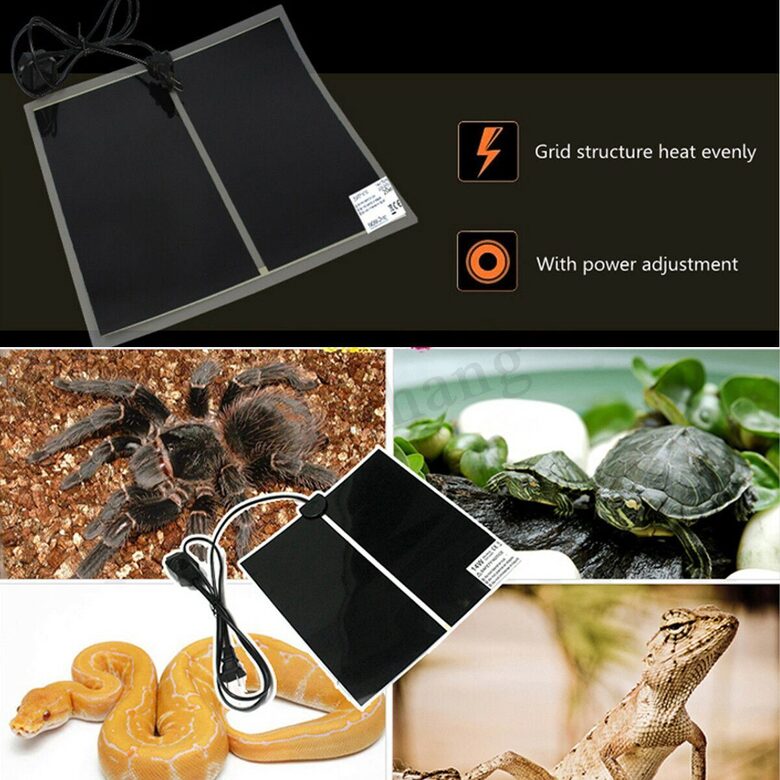 Terārija, Reptiļu, dzīvnieku guļvietas sildītājs, 5W, 220V, 15 x 14 cm, ar regulējamu temperatūru