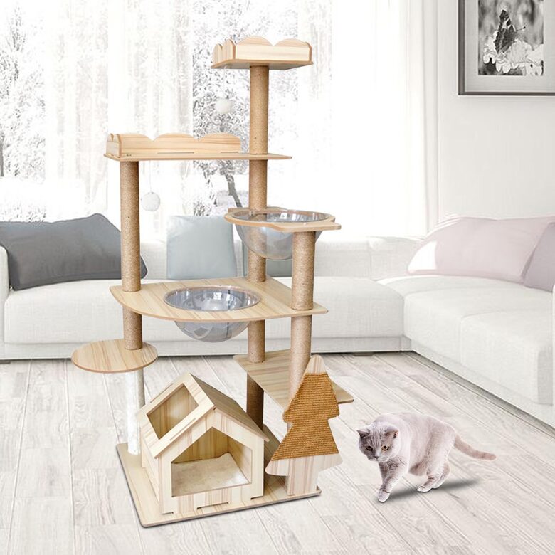 IZPĀRDOŠANA - Koka nagu asināmais Kaķiem, kaķu māja 147x50x60