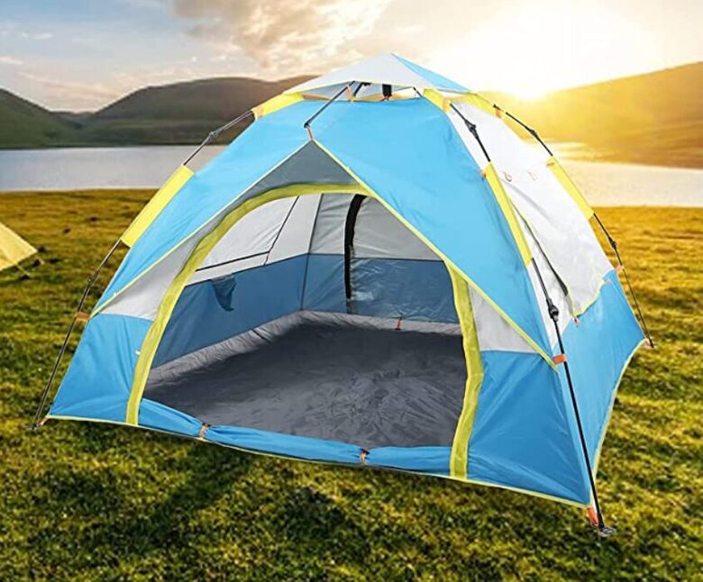 Lietus izturīga Telts 4 personām (īpaši viegli saliekama, 200x200x135cm), zila