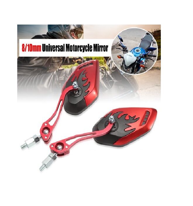 Motocikla atpakaļskata spoguļi (moto spoguļi) universālie 2gab, snake- sarkani