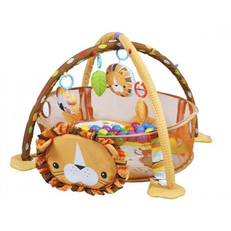 Bērnu aktivitāšu paklājs ar noņemamām malām un bumbām, 90 x 64 x 53 cm