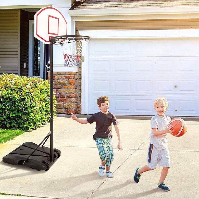 Basketbola grozs ar stīpu un pārvietojamu balstu, regulējams, 247 x 55.5 x 123.5 cm