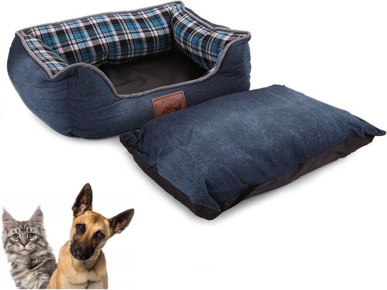 XL Dzīvnieku gulta ar spilvenu, suņiem - kaķiem (72cm x 56cm)