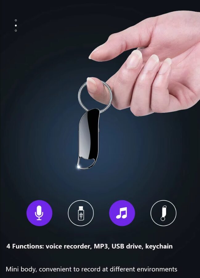 Maza izmēra Diktafons 70*23*8mm 64Gb