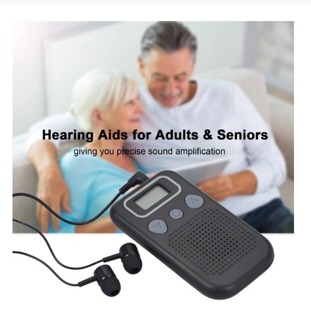 Skaņas pastiprinātājs, dzirdes aparāts ar austiņām un skaļuma regulatoru