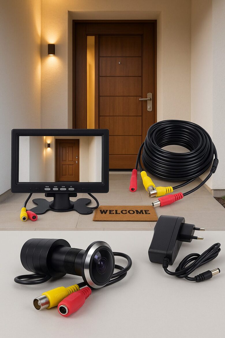 Durvju kamera - actiņa ar monitoru 7 collas, 5m vads