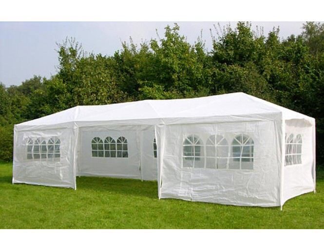 Dārza nojume 3x9 ar sienām - Balta, dārza paviljons