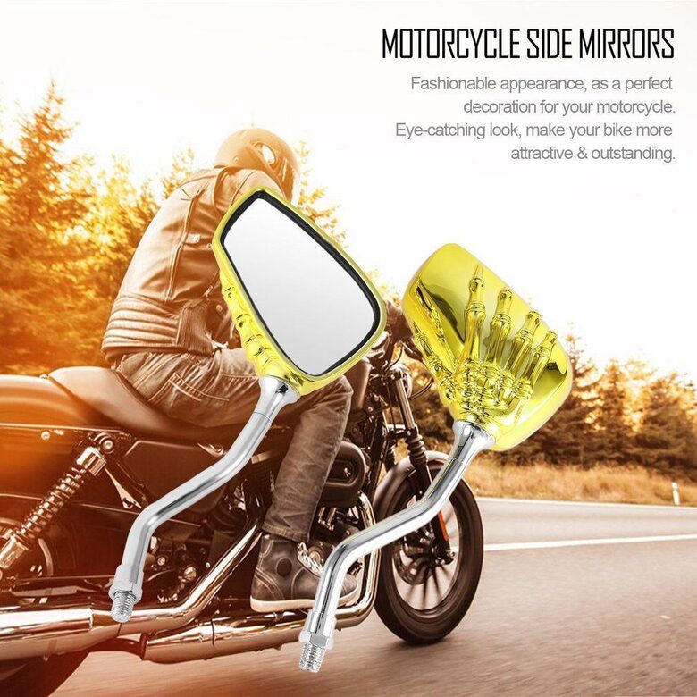 Motocikla atpakaļskata spoguļi, ( moto spoguļi ) universālie, pāris - 2gab, dzelteni