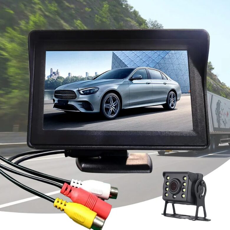 Atpakaļskata kamera ar monitoru, 15m vads, 12/24v