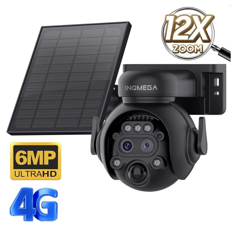 12x Zoom Videonovērošanas kamera ar saules paneli, 4G, Dual Lens