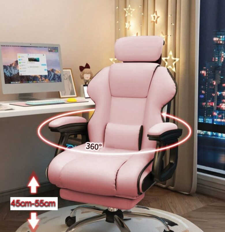 Īpaši ērts Datorkrēsls meitenēm, viegli rozā