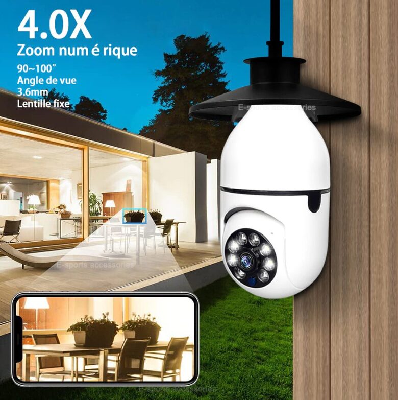 Wifi kamera ar nakts redazmību (ieraksts, skaņa, 360 grādu vadība), video novērošana