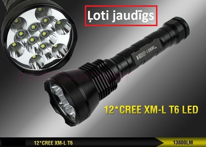 Lukturis Cree T6 x12 13800 Lumeni +akumulatori+lādētājs