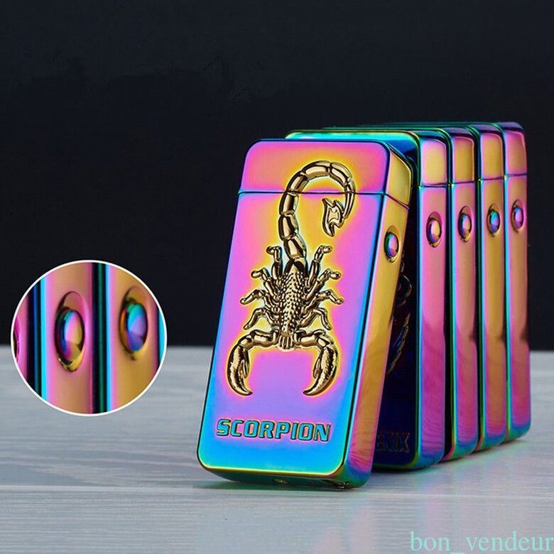 Uzlādējamas nenodzēšamās, elektroniskās šķiltavas ar skorpiona dizainu (strādā vējā)