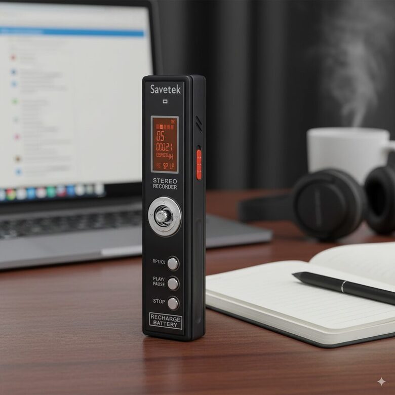 Diktofons 8Gb HQ ar Balss Aktivizāciju: Li-on Baterija, Melns