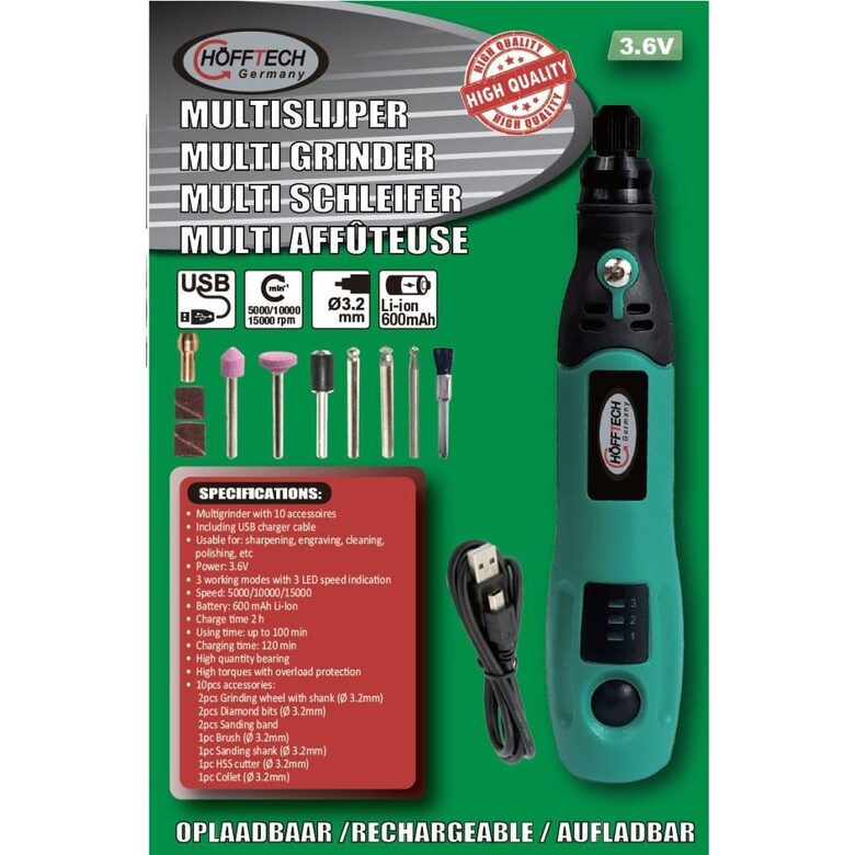 Rokas Frēze ar akumulatoru un uzgaļiem