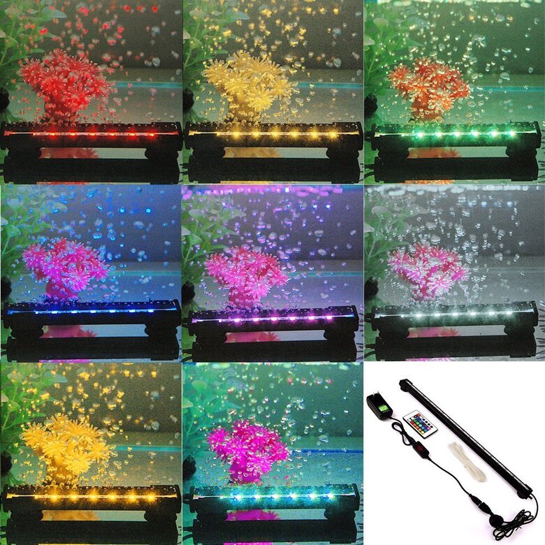 Zemūdens LED apgaismojums akvārijam ar pulti, RGB, 31 cm