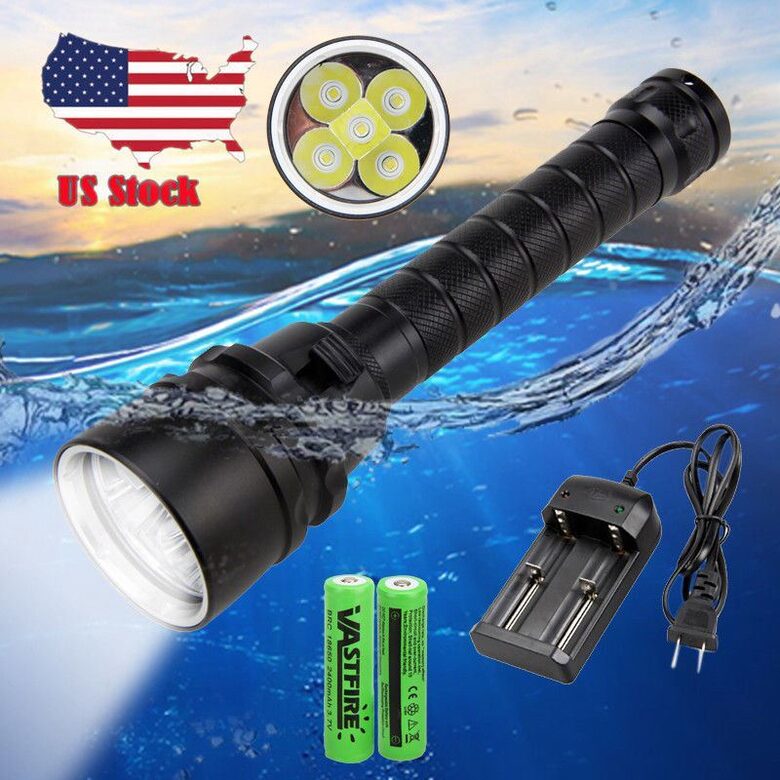 Zemūdens Led Lukturis Cree XM-L T6, 5X 200 m, daivingam