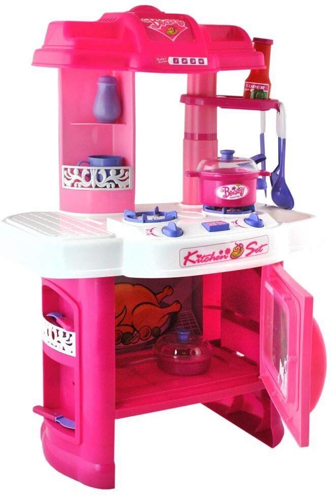 Bērnu virtuves komplekts Rozā krāsā, 62 x 41 x 20 cm