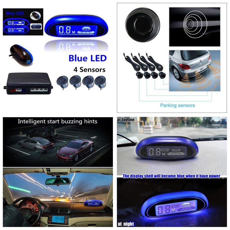 Parkošanās sistēma ar 4 sensoriem, un LED ekrānu