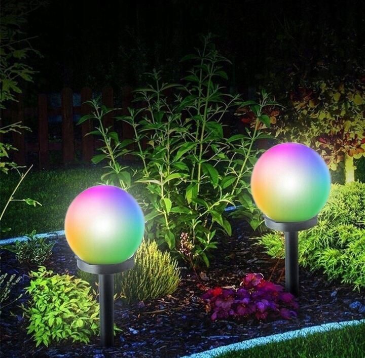 Dārza lampas 4Gab ar saules bateriju, RGB