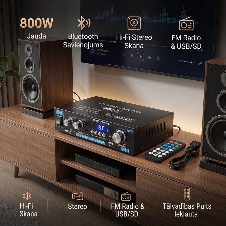 Kompakts Bluetooth Stereo Audio Pastiprinātājs