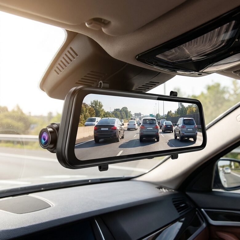 Auto reģistrators spogulis 10 collas 1080P ar divām kamerām 170° un atpakaļskata