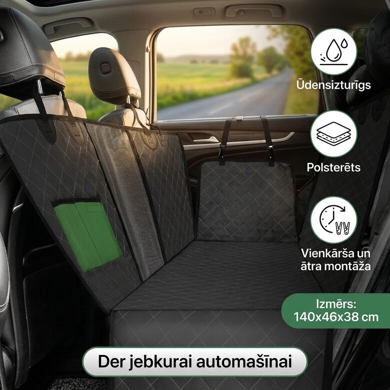 Auto sēdekļu pārvalks dzīvniekiem (universāls, der visām automašīnām)