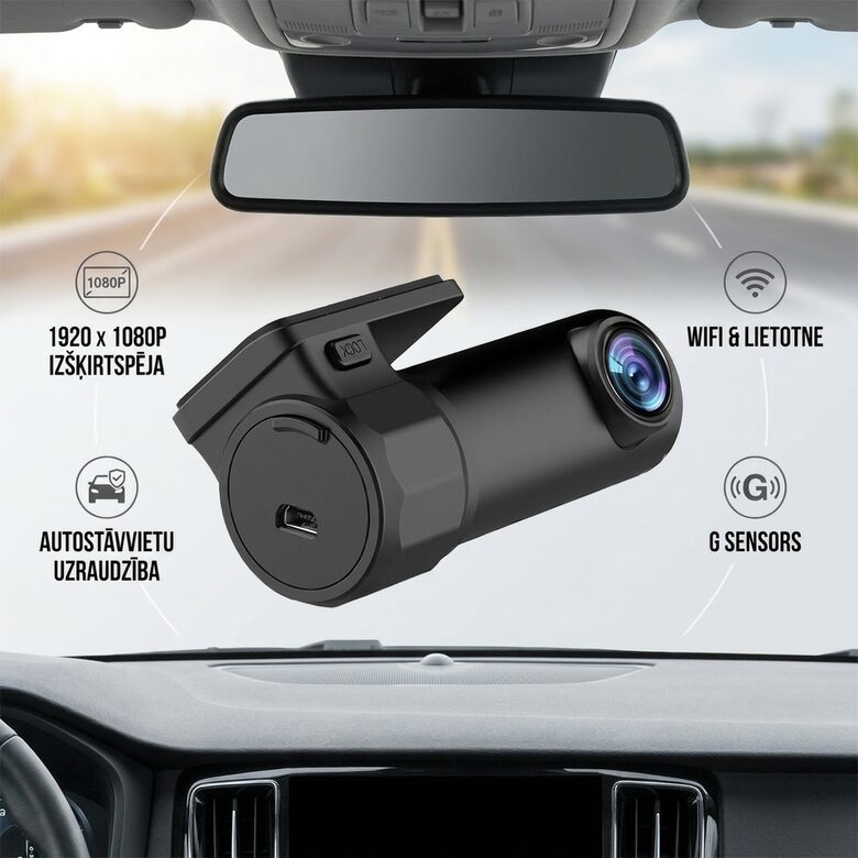 Video reģistrators automašīnai ar WiFi, FullHd, 170g