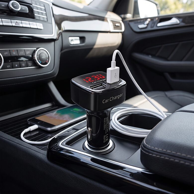 Auto 3 in 1 voltmetrs termometrs un div USB lādētājs 3.1A automašīnām 12V