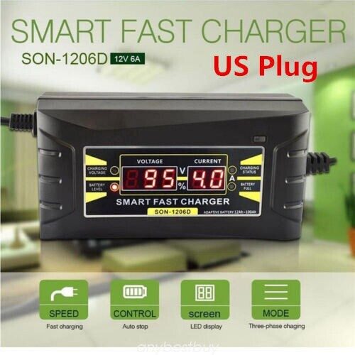 Akumulatora lādētājs 12v 6A, LCD