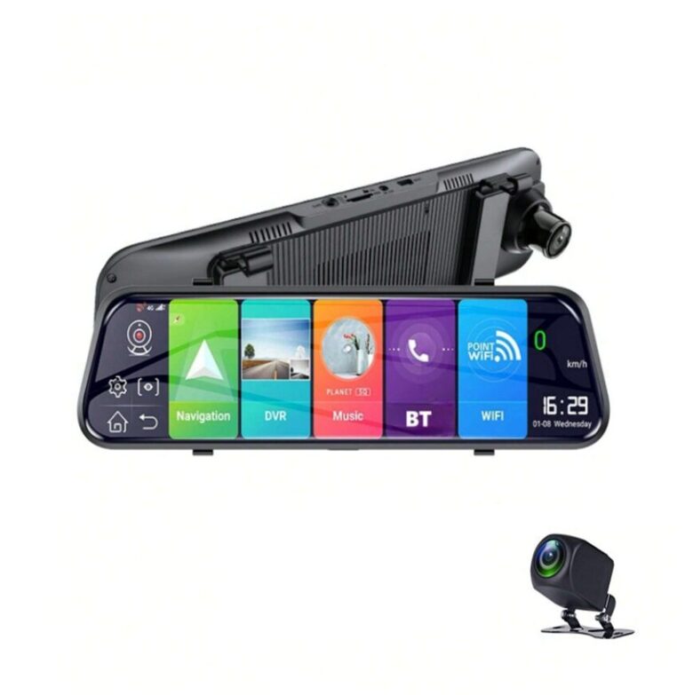 Automašīnas Video Reģistrators ar atpakaļ skata kameru, Auto Navigators (Google, Waze, Android 8.1, Youtube, 4G sim, video, balss zvani)