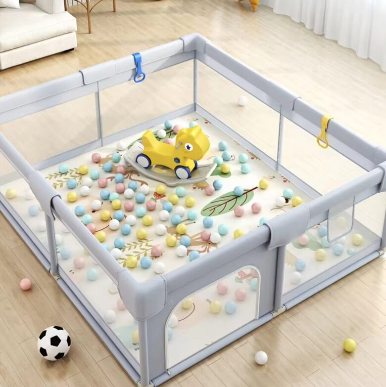 Bērnu manēža - sētiņa 150x200x65cm, pelēka