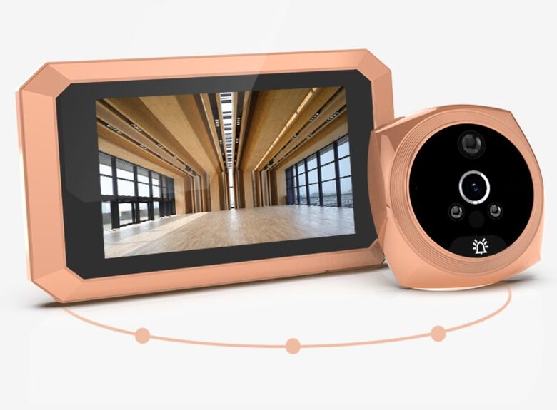 Durvju actiņa ar ierakstu, 4,1 collu monitors, durvju zvans (Foto un video ieraksta kustību)